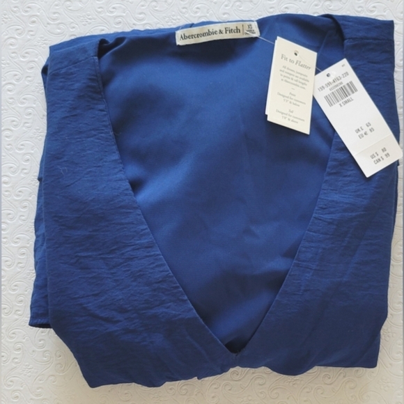 Abercrombie & Fitch blue long Sleeve baby doll ruffle mini dress size XS NWT - Picture 3 of 10